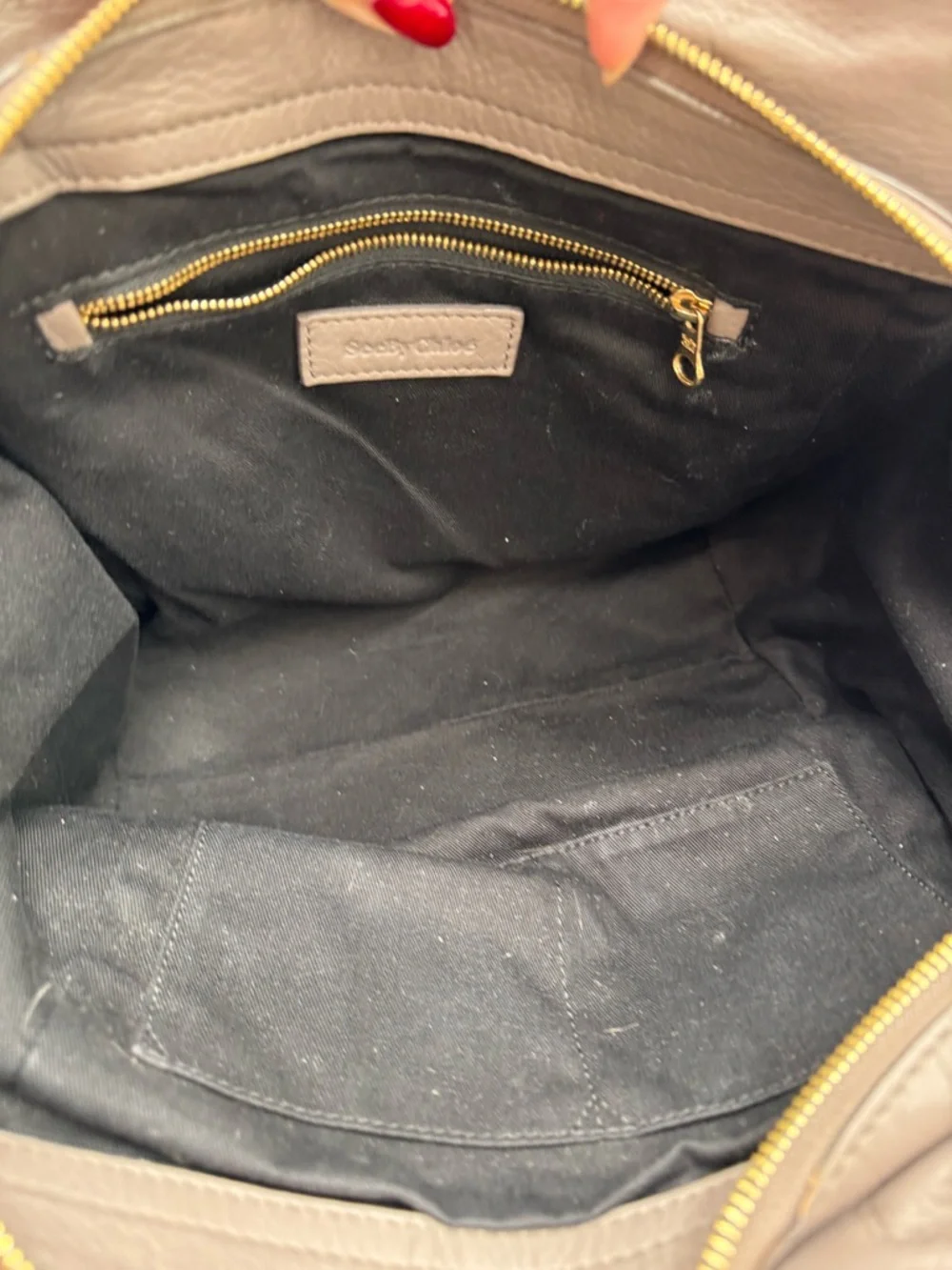 See by Chloé Taupe Pebbled Leather Satchel Bag | Gold Hardware | Authentic - Picture 8 of 13